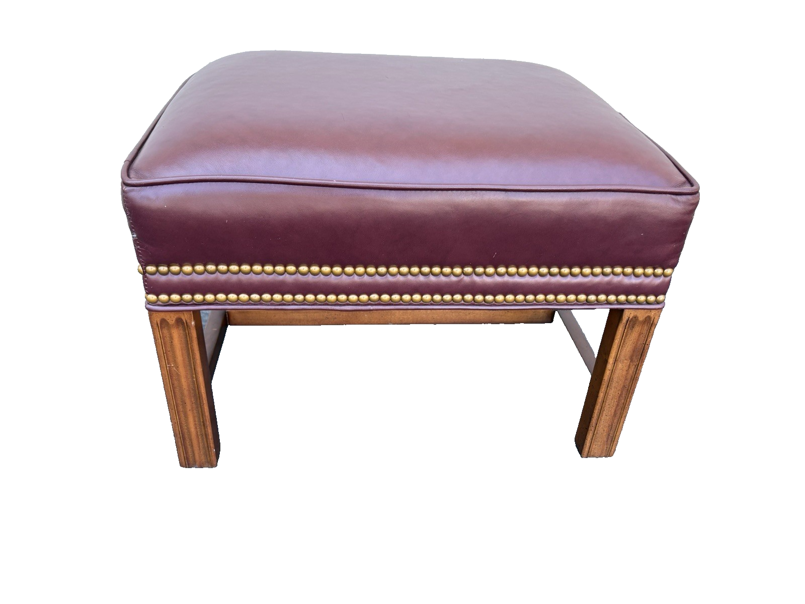 66935 WHITTEMORE SHERRILL Leather Ottoman Footstool Stool Bench