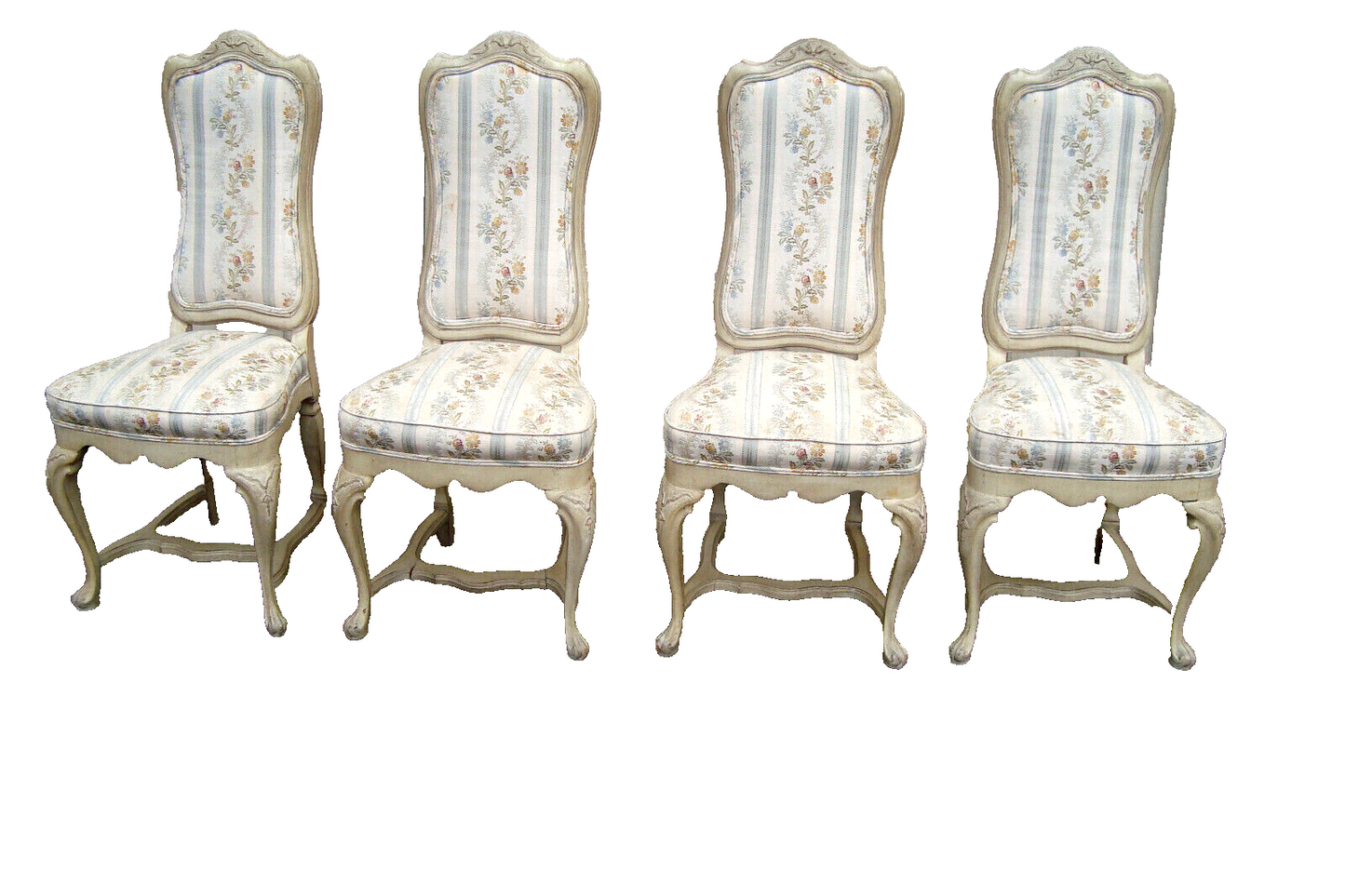60853  Set 4 Romantic Shabby Dining Chairs