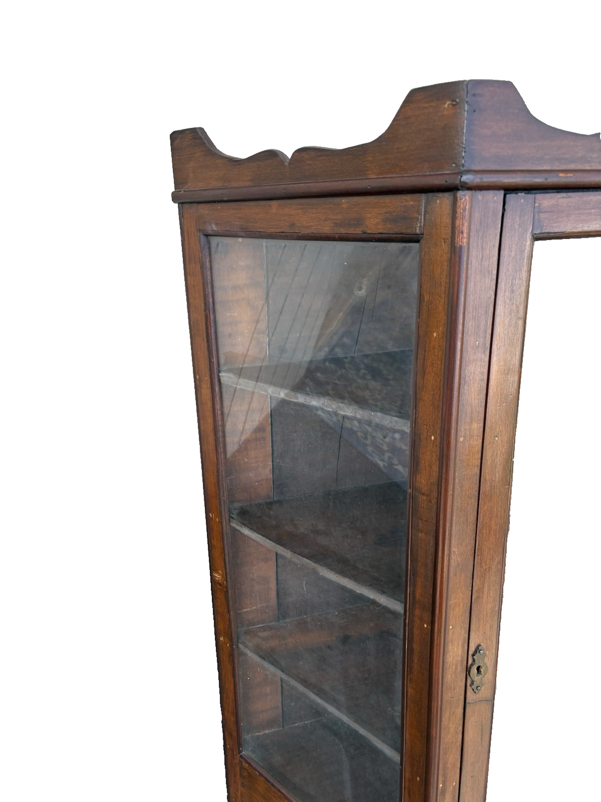 66800   Antique Victorian Walnut Whatnot Wall Curio Shelf with Drawer