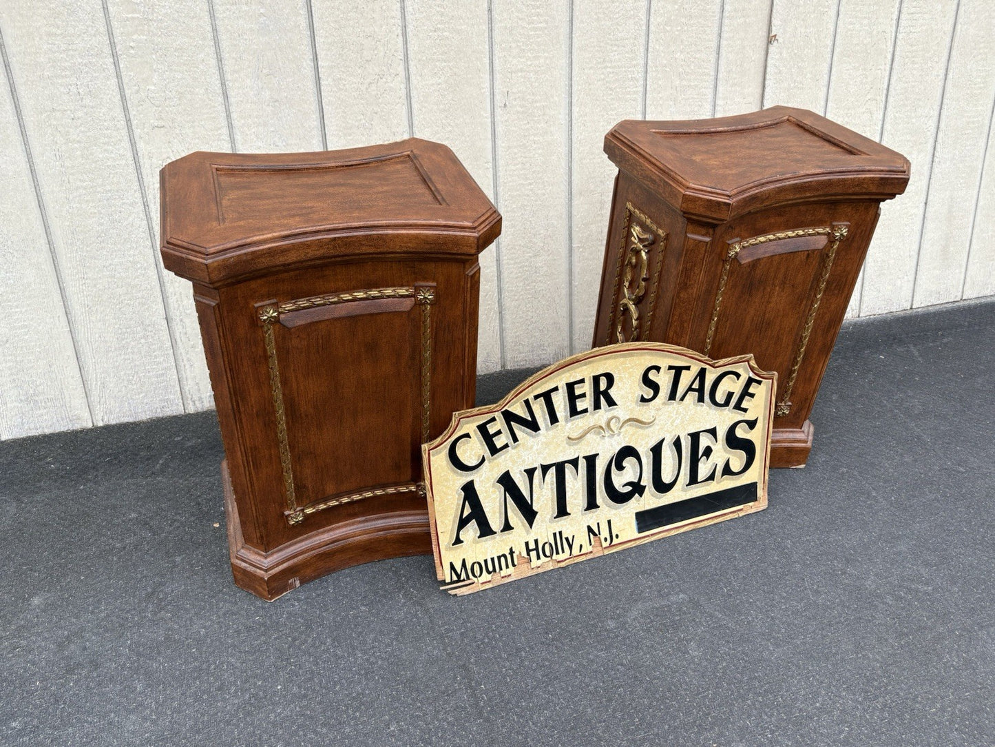 66824  Pair SOLID WOOD Decorator Plant Pedastal Stand s