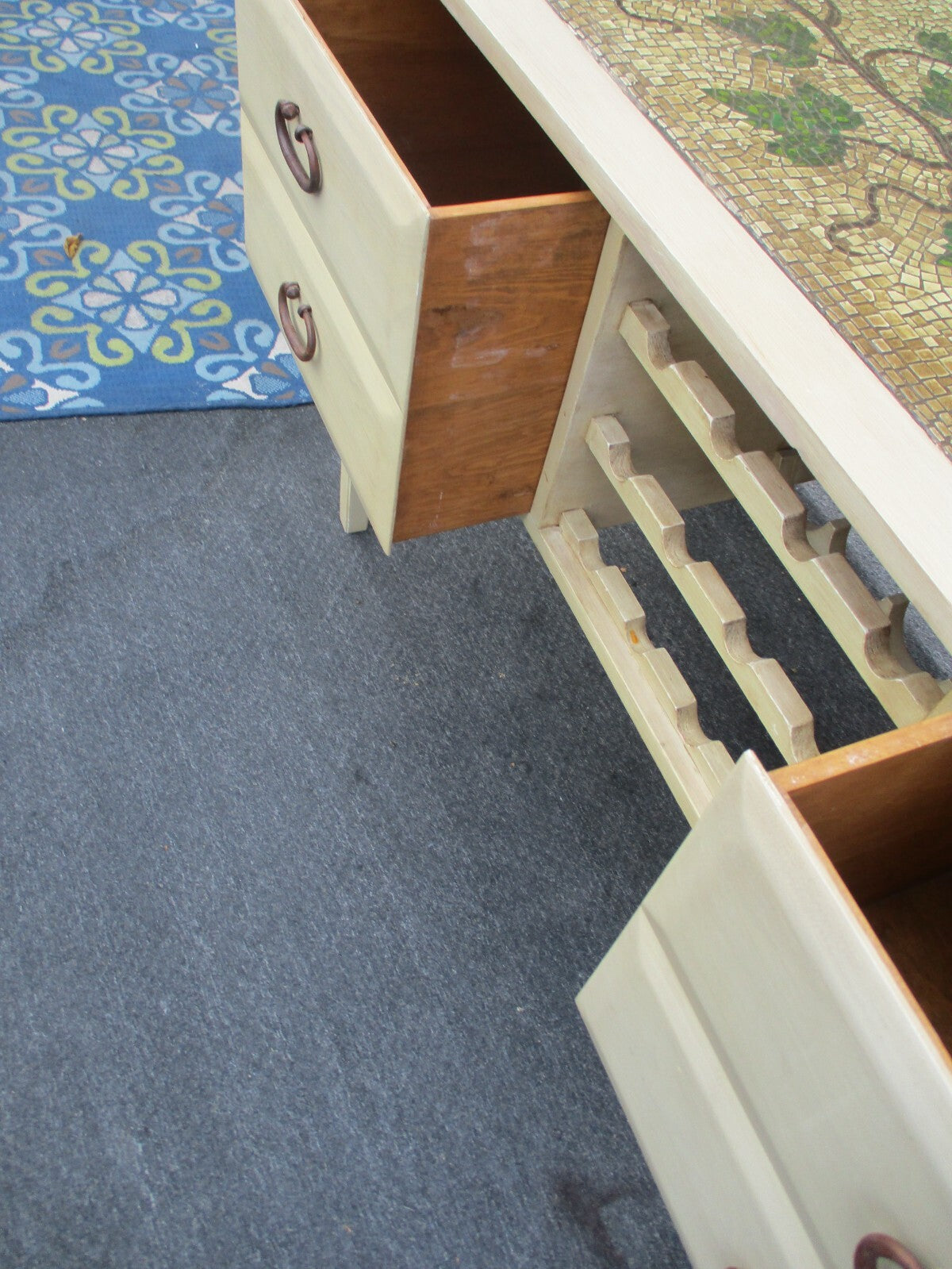 63569 Quality Decorator Sideboard Server Cabinet with Wine Rack Factory Finish