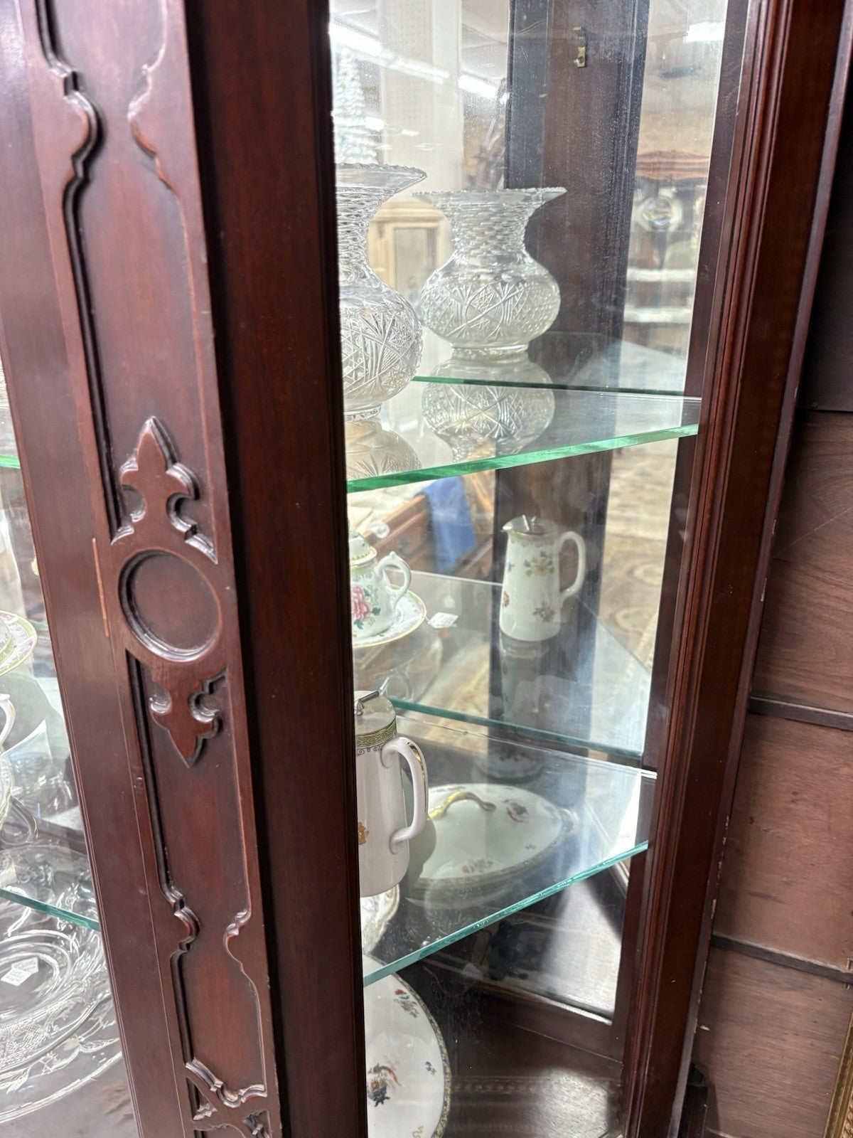 64352   Large RARE Antique Victorian Mahogany China Cabinet Curio