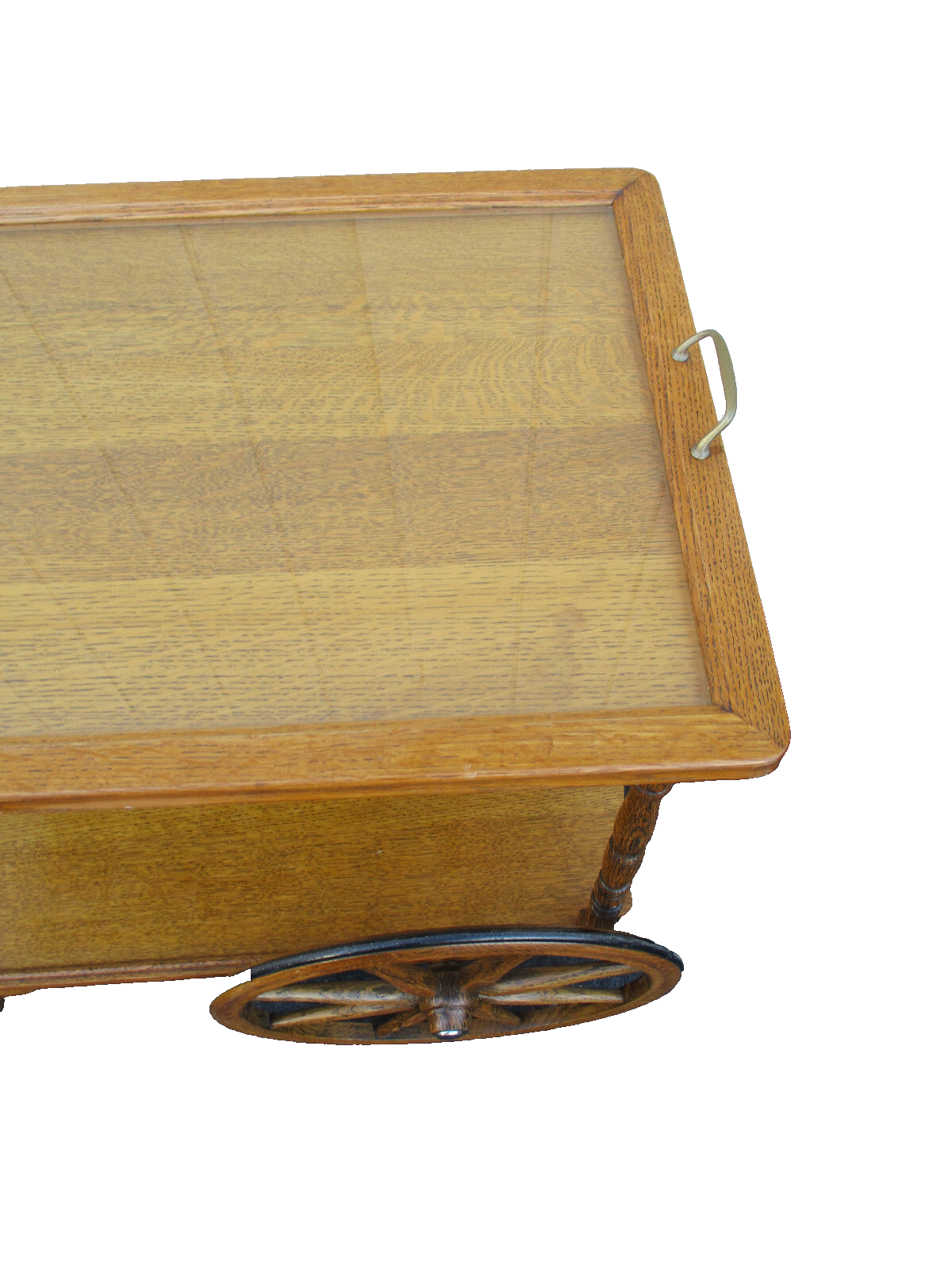 63826 Antique Oak Tea Cart Bar Cart Server w / Removable Tray