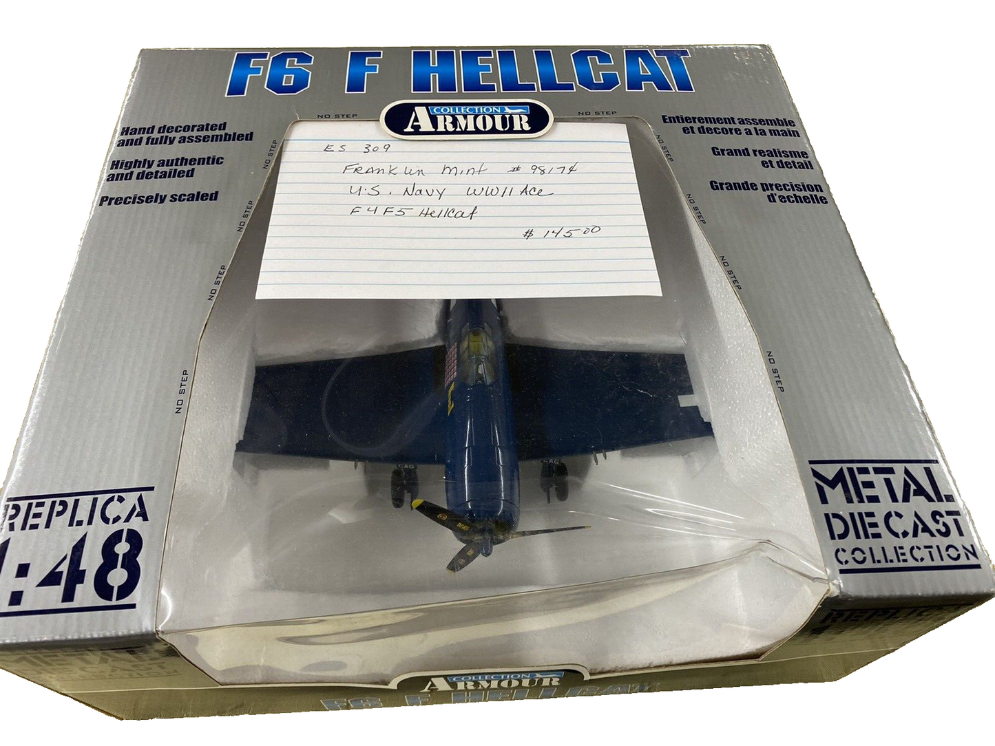 ES 309:  DIECAST ARMOURS Colllection F M 98174 U S NAVY WW II ACE F4F5 Hell CAT