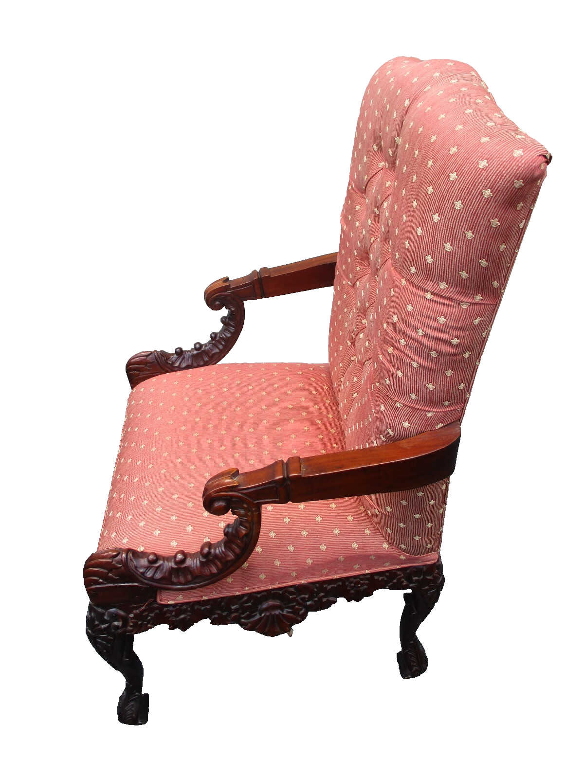 63553 Pair Solid Mahogany Armchair Bergere Chairs