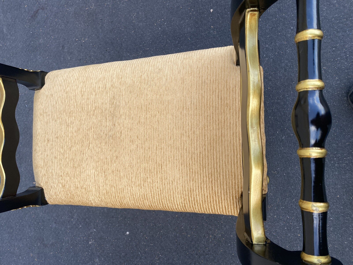 66067 Decorator Ebony Stenciled Vanity bench Stool