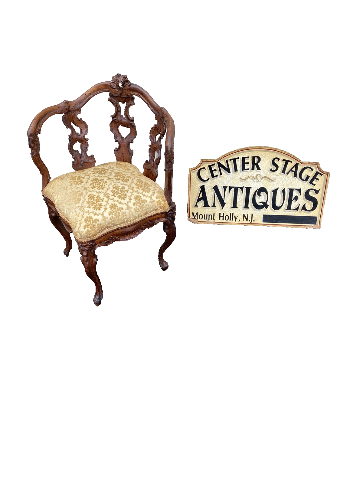 66207   Fancy Hand Carved Mahogany Corner Chair Northwind Lion   Faces VERY RARE