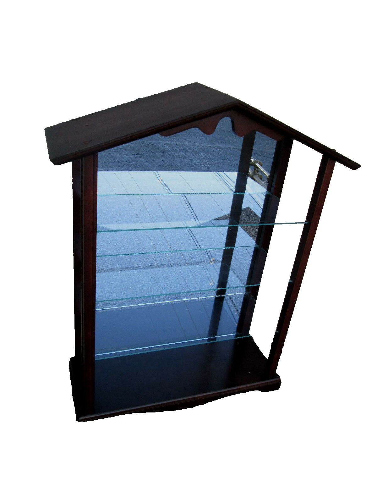 52122 Mahogany Open Glass Shelves Curio Whatnot Wall Shelf