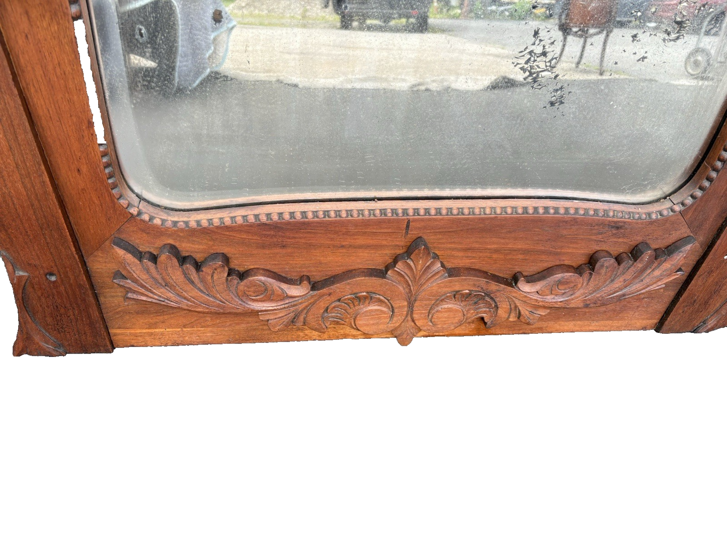 66724 Antique Victorain Mirror with 4 Hooks to hang coats hats Hatrack Coattree