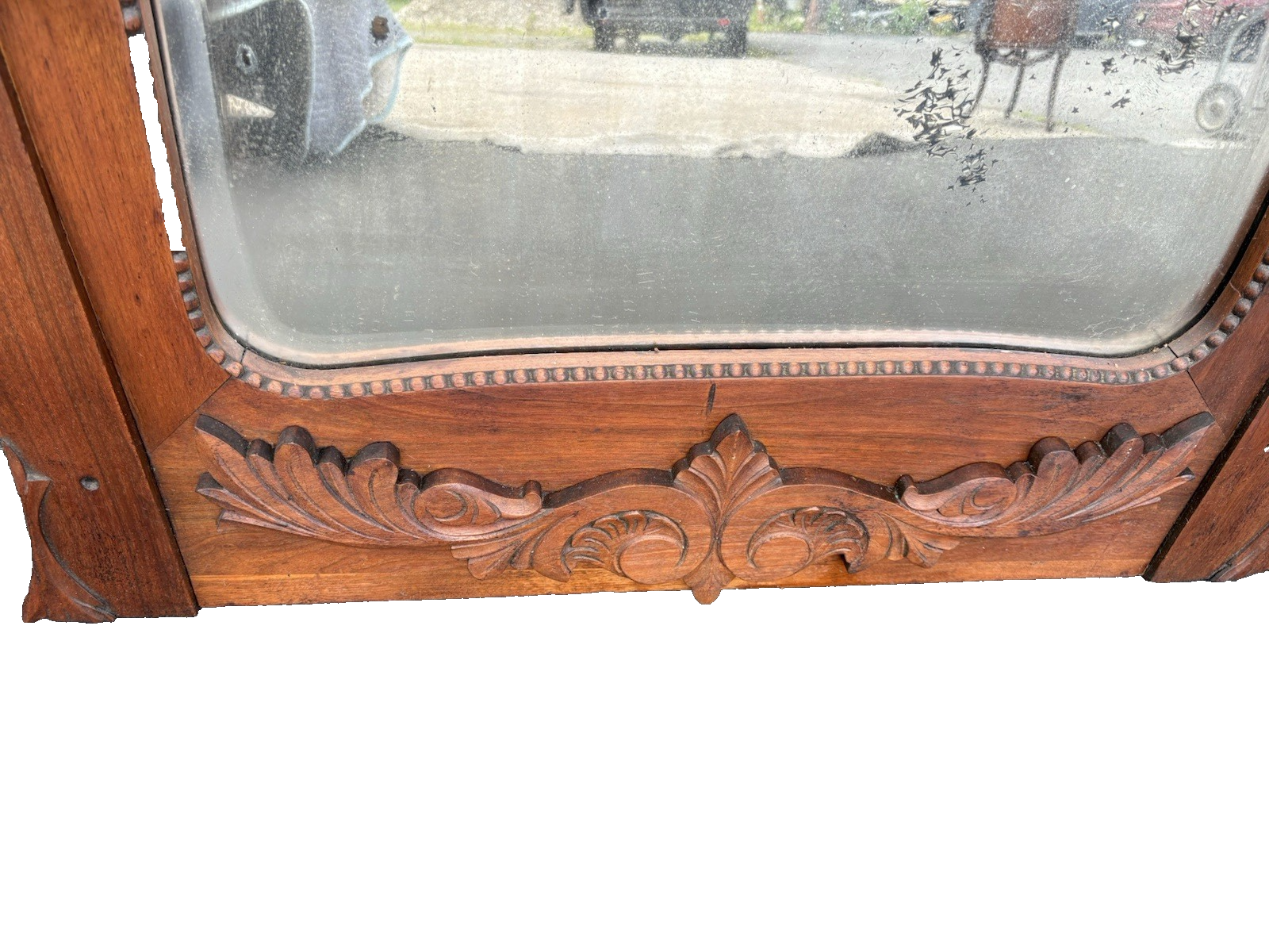 66724 Antique Victorain Mirror with 4 Hooks to hang coats hats Hatrack Coattree