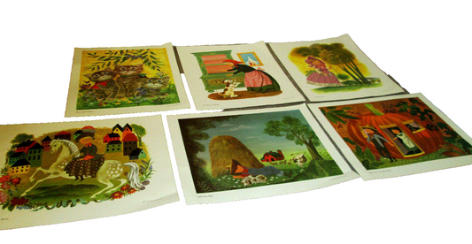 COL WW :   6 ORIGINAL VINTAGE MOTHER GOOSE COLOR  PRINTS 1957 WEISGARD Posters