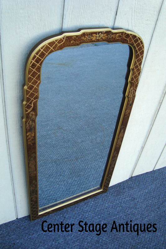 61891  Tall Oriental Decorator Wood Mirror