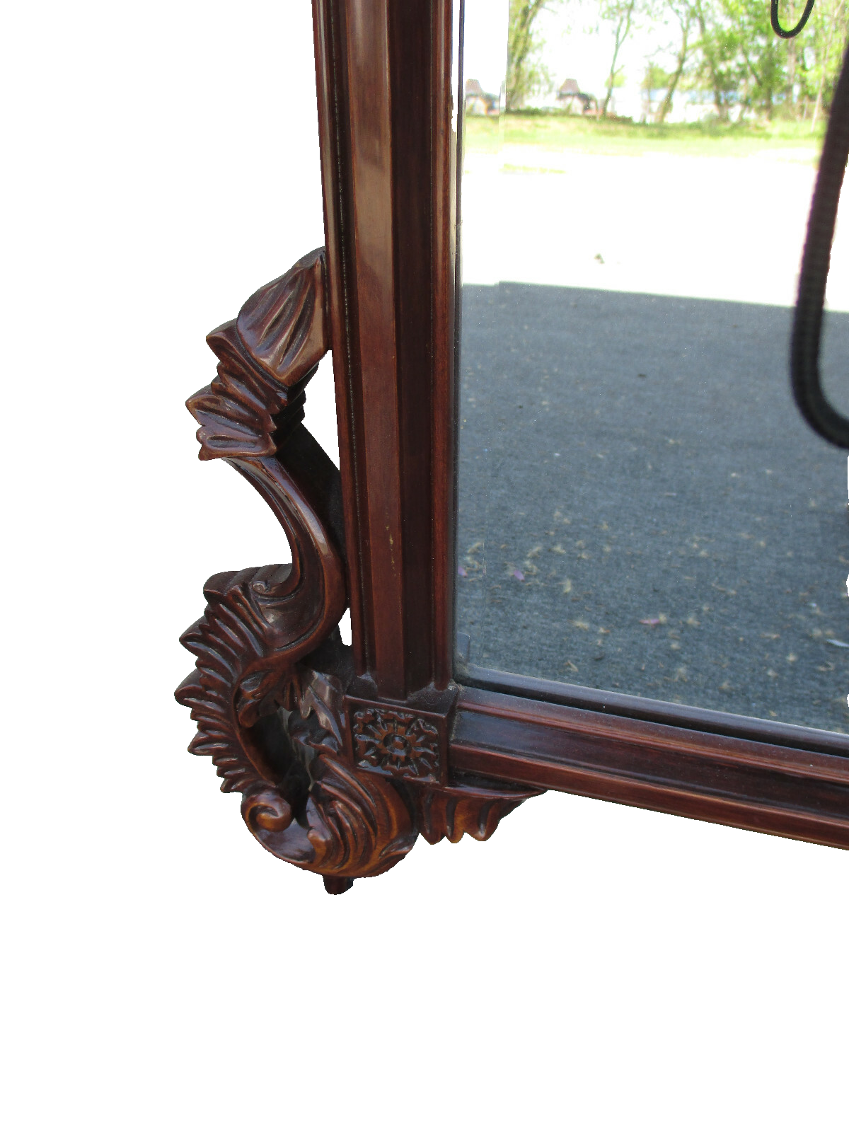 63093 Solid Mahogany French Carved Mirror in Fancy Picture Frame