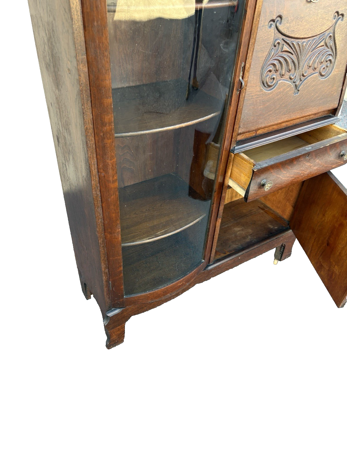 66770 Antique Victorian Oak Side by Side Desk with Bookcase