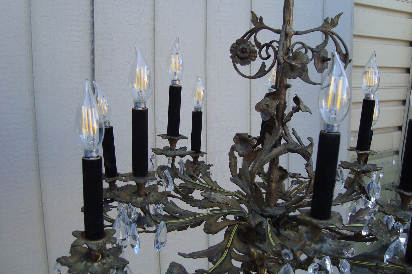 59685  BRONZE and Crystal Hanging Chandelier Light Fixture