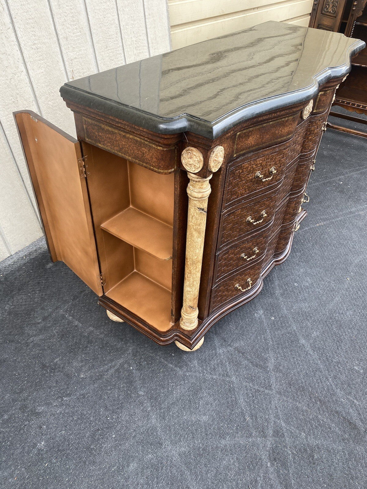 64591 Marble Top Server Chest Sides Open