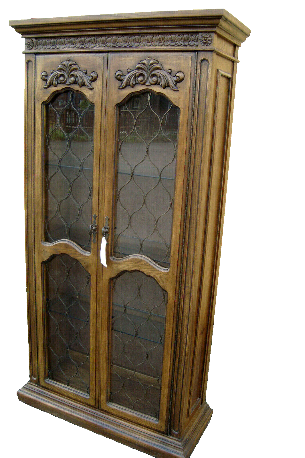 57262   Fancy  Modern Oak Curio China Cabinet with Light