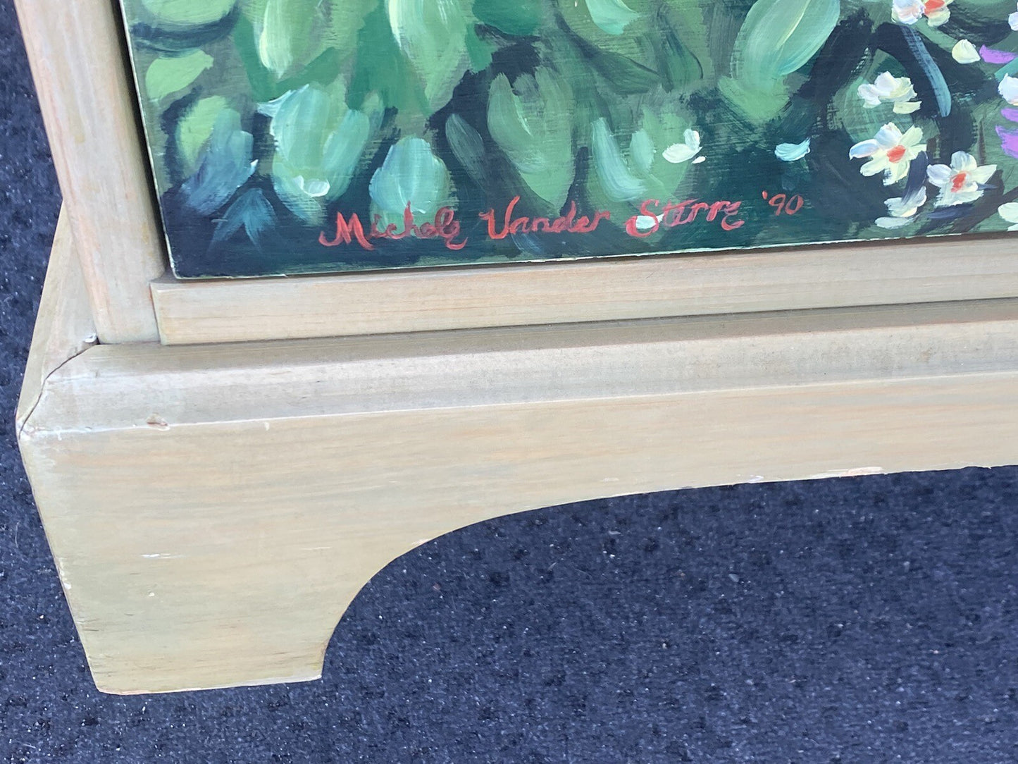 65085 Hand Painted Artist Signed Blanket Storage Chest w/ Drawer