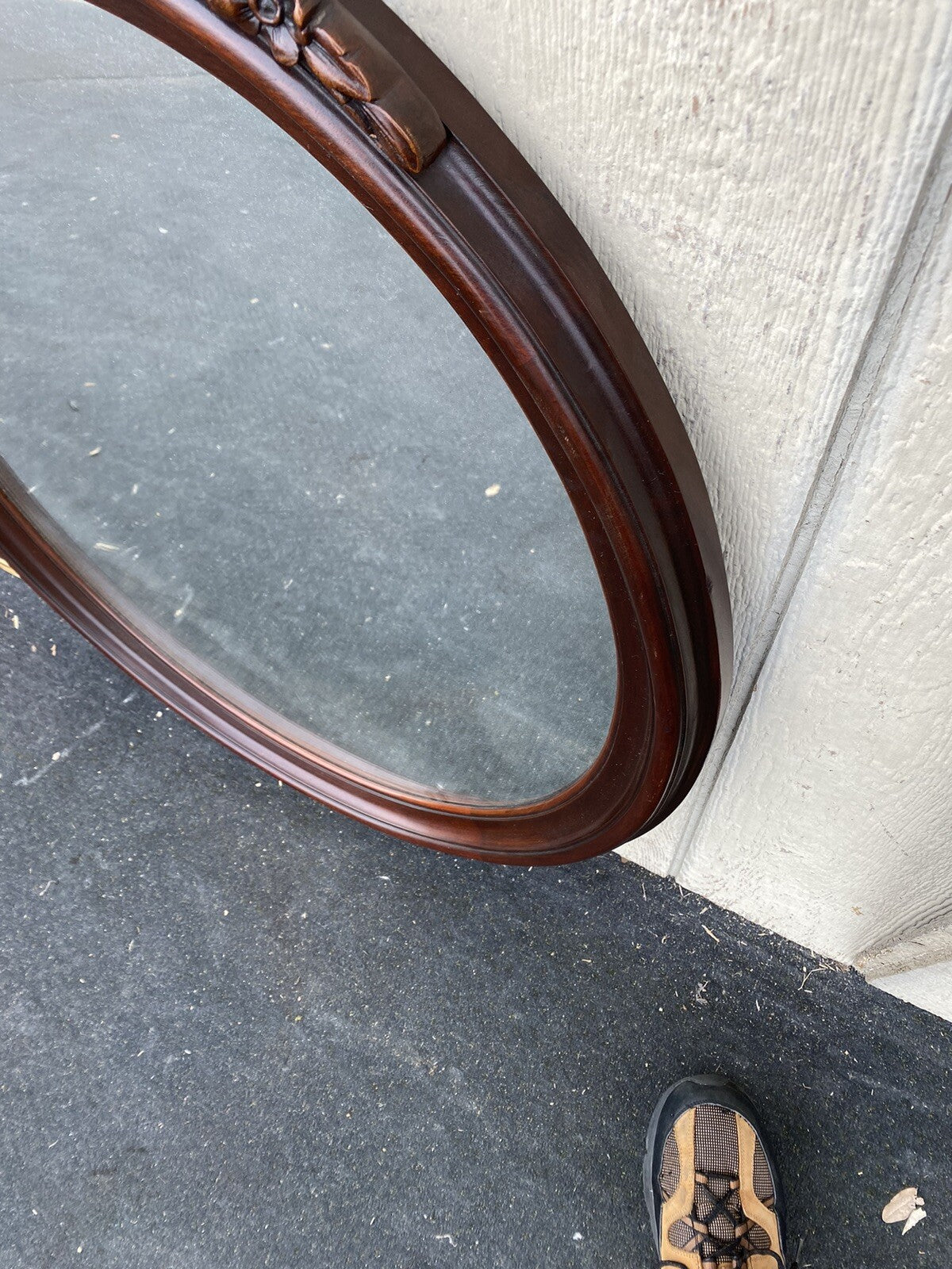 65177 Solid Mahogany Hand Made Oval Mirror
