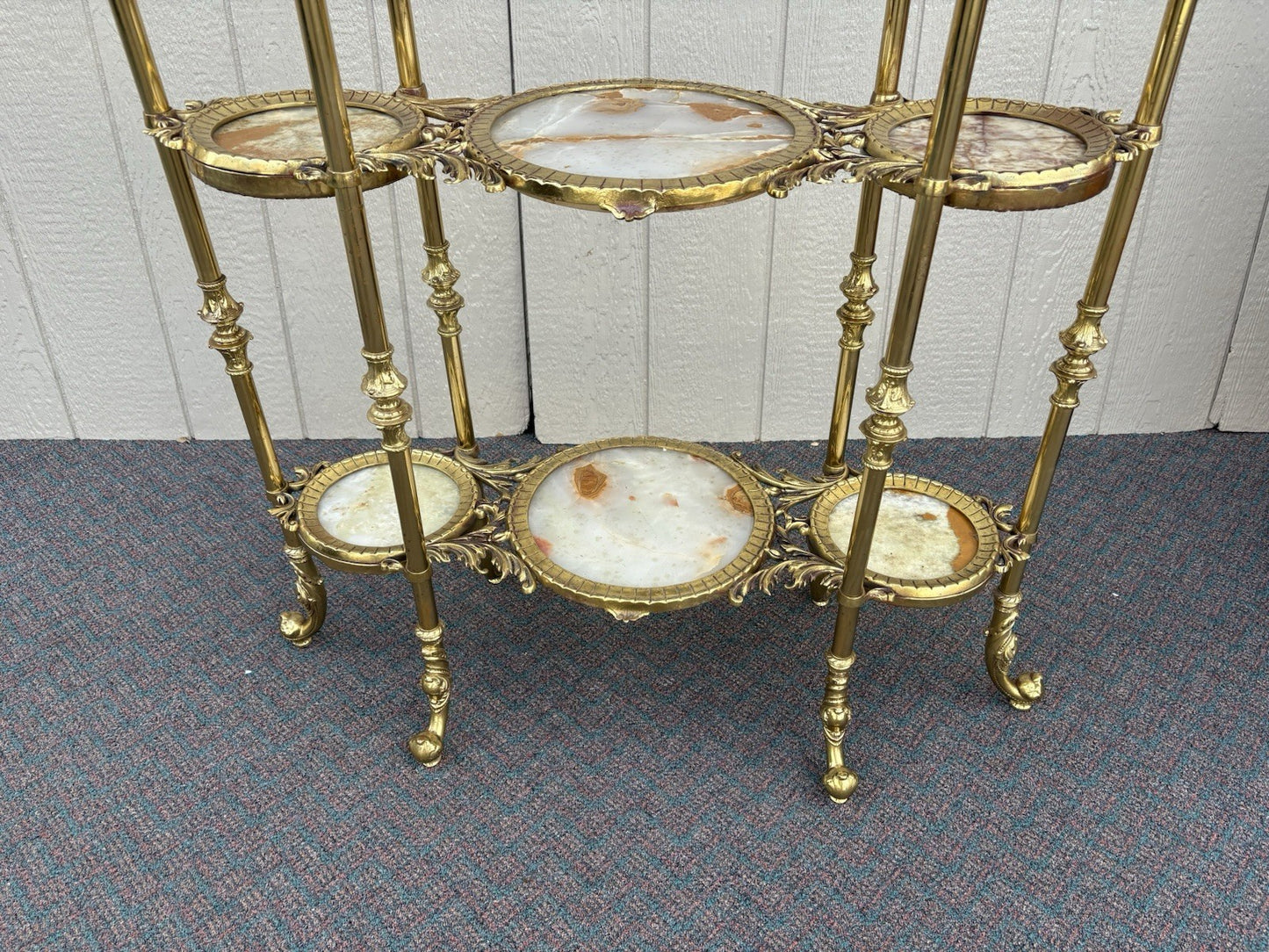 67147 Antique Victorian Brass and marble Etergie Display Cabinet Curio