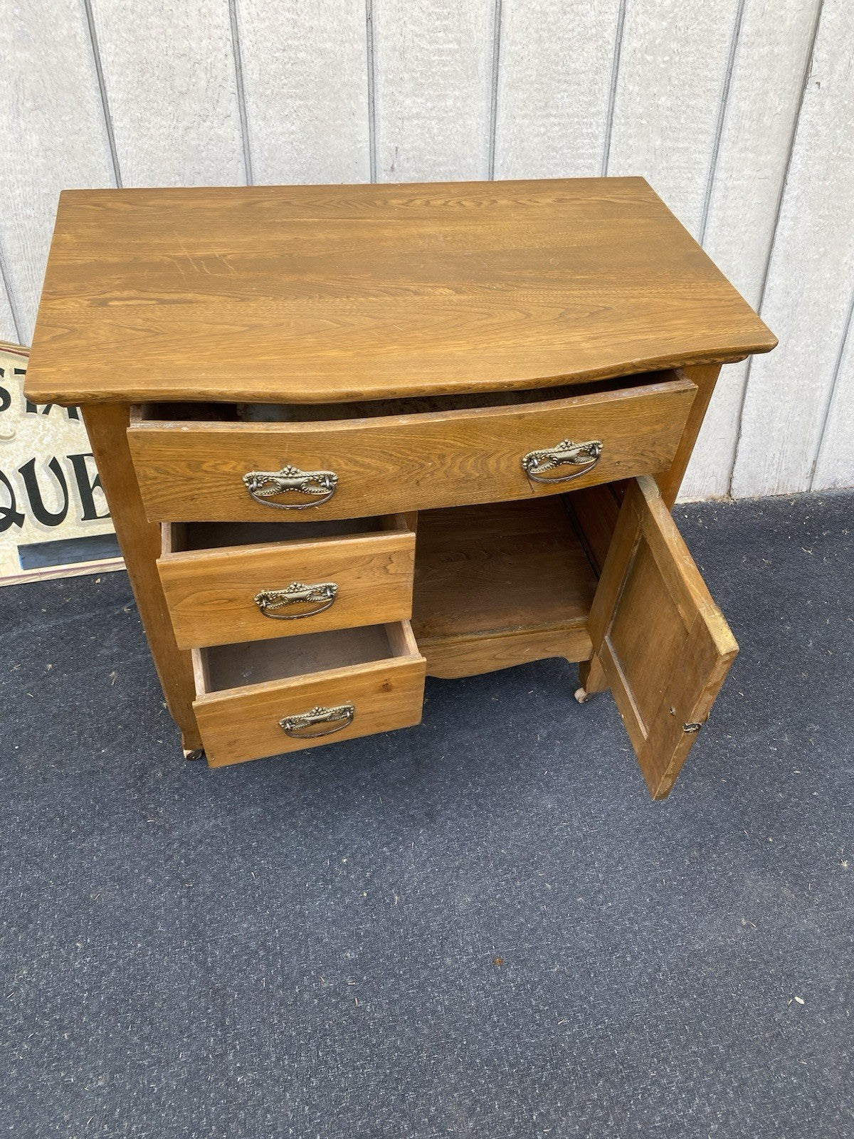 66602   Antique Victorian Oak Washstand Dresser Chest
