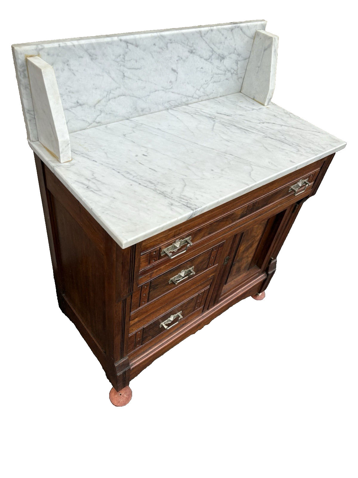 65728 Antique Victorian Bedroom Set Full Size Bed Dresser w/ Mirror + Washstand