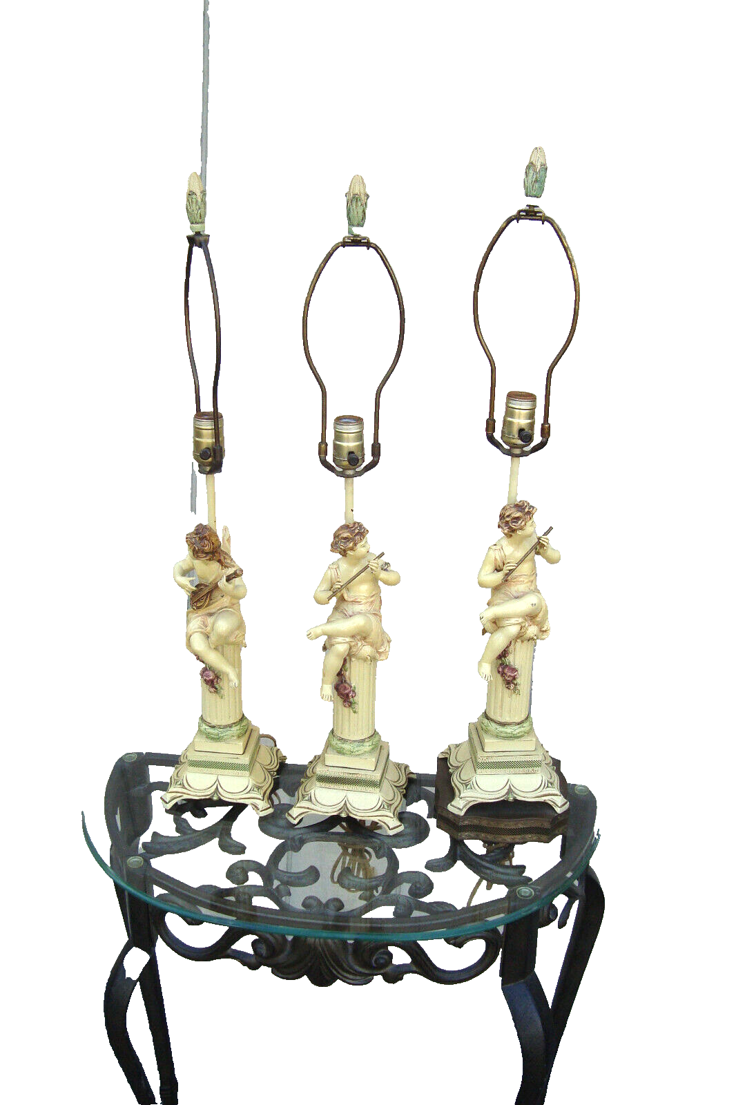 62010  Antique Metal Figural Table Lamp Working