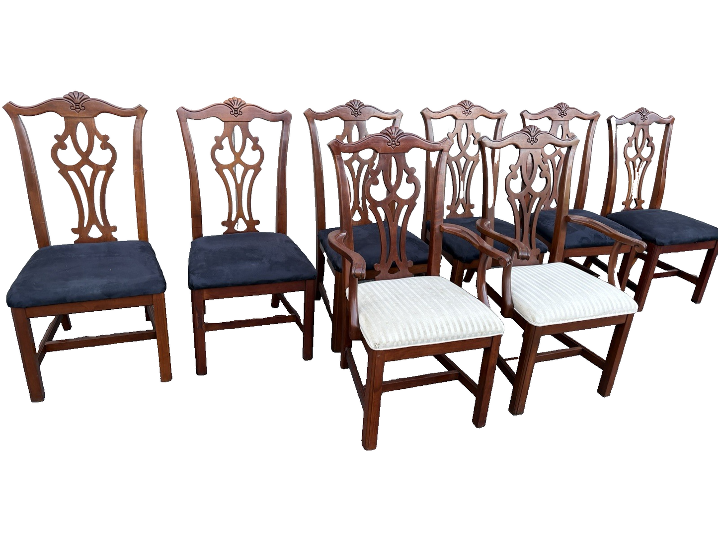 67163 Set of 8 Mahogany SUMTER Cabinet  Dining Chair s
