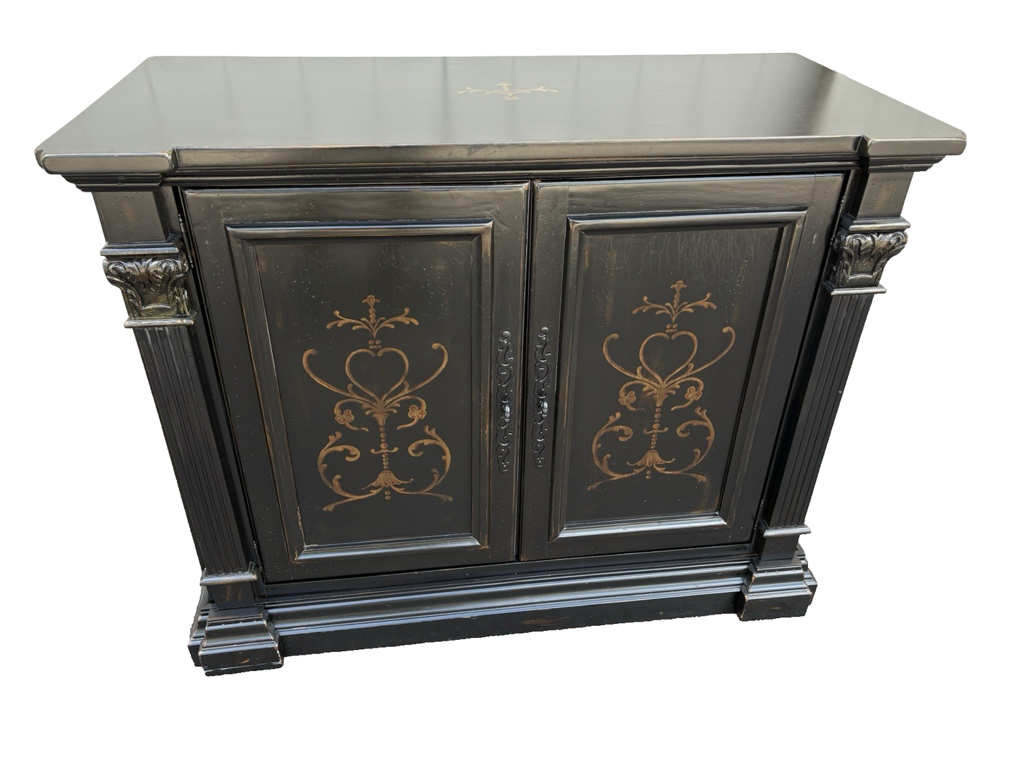 66991 Decorator Stenciled Storage Cabinet Sideboard Buffet Liquor Cabinet