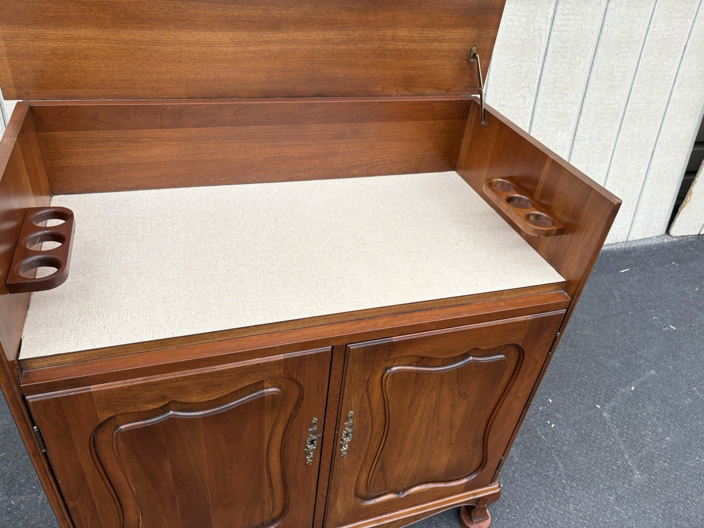 66666  Cherry Lift Top Bar Cart Server  Liquor Cabinet