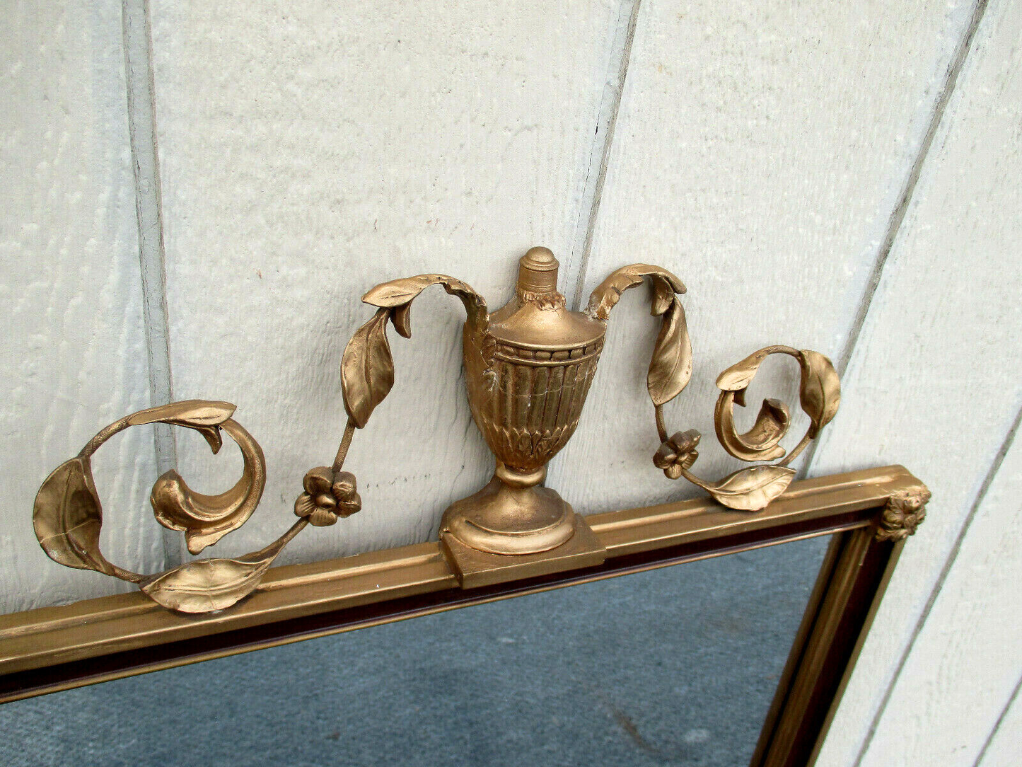 53167 Antique Wood and Gesso Urn Mirror