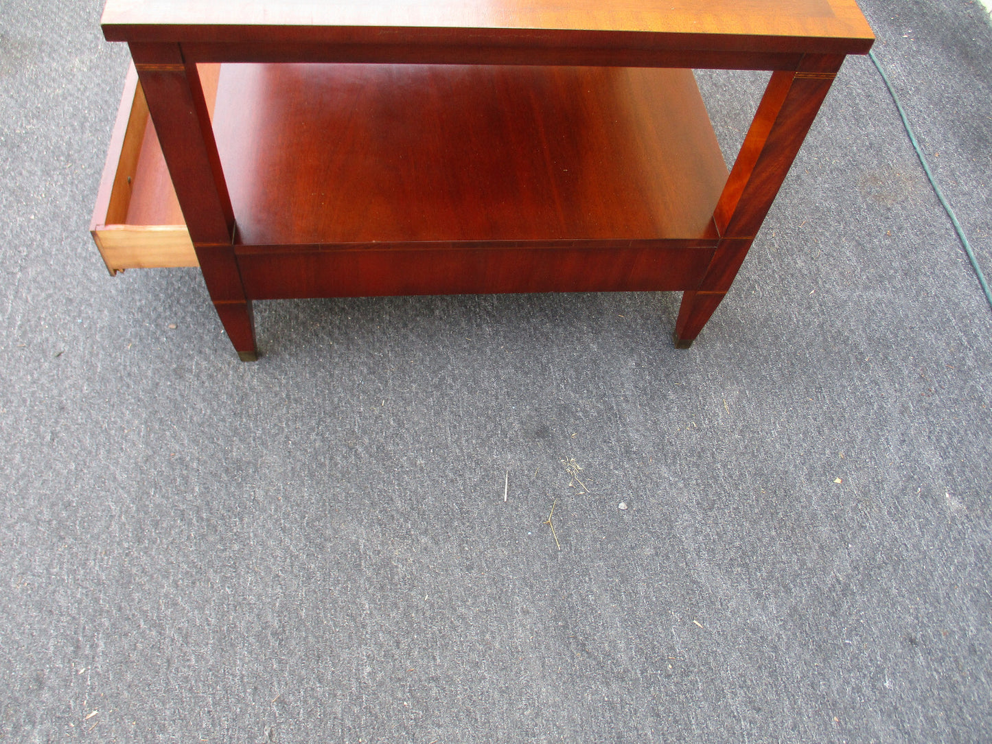 63289 Banded Mahogany Lamp Table Stand With Drawer