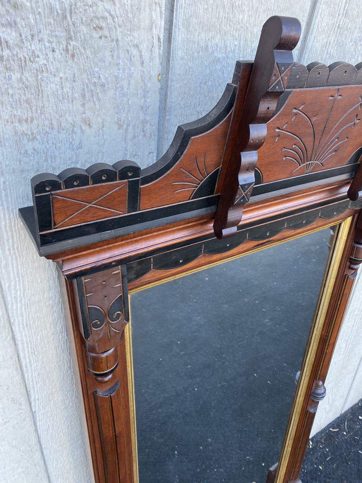 66313 Antique Victorian Walnut Mirror