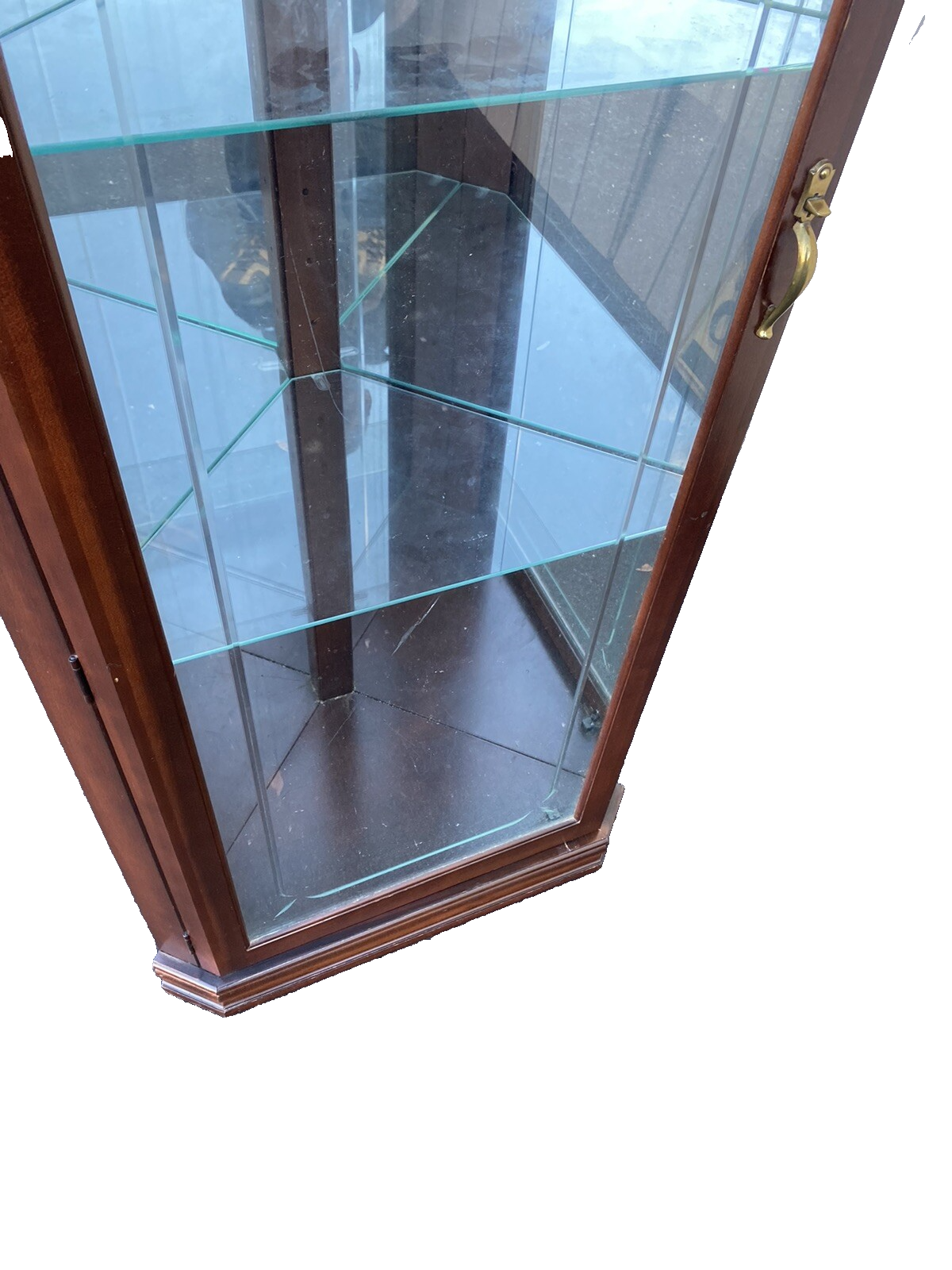 66400: Etched Glass Mahogany Corner China Cabinet