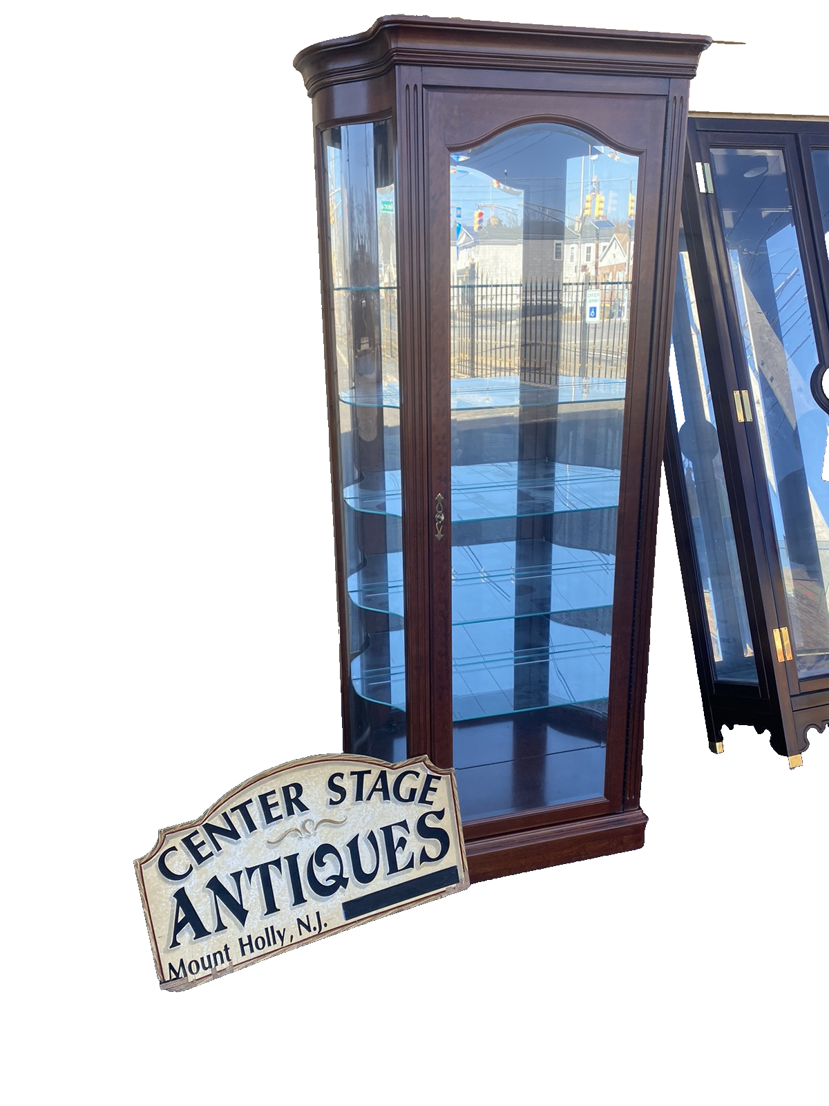 66378 Serpentine Glass Quality Curio China Cabinet