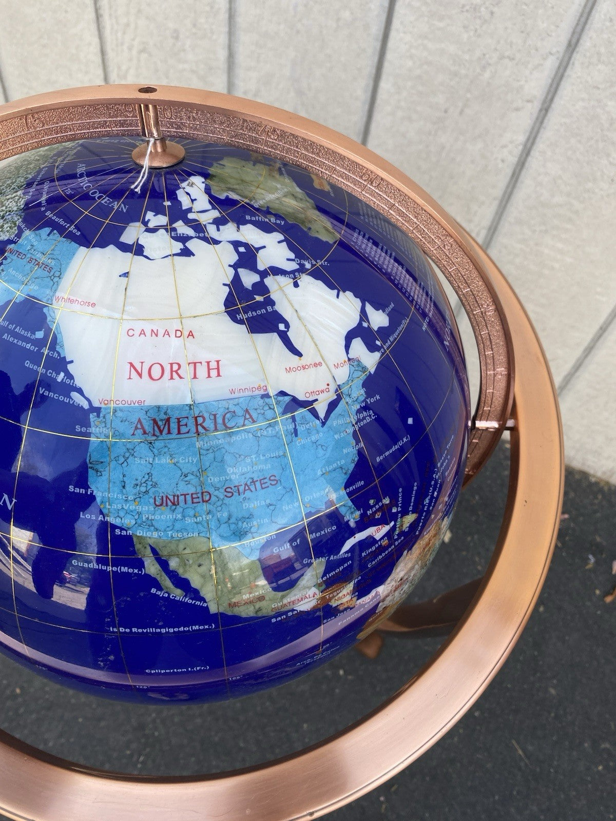 66617 World Revolving Globe on Copper Stand