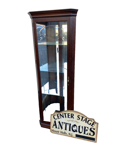 66400: Etched Glass Mahogany Corner China Cabinet