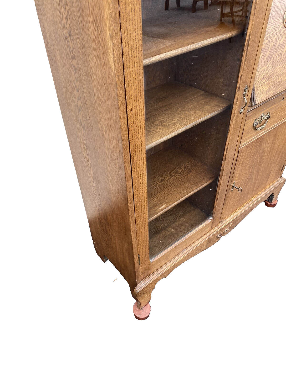 65325 Antique Oak Side By Side Bookcase Desk