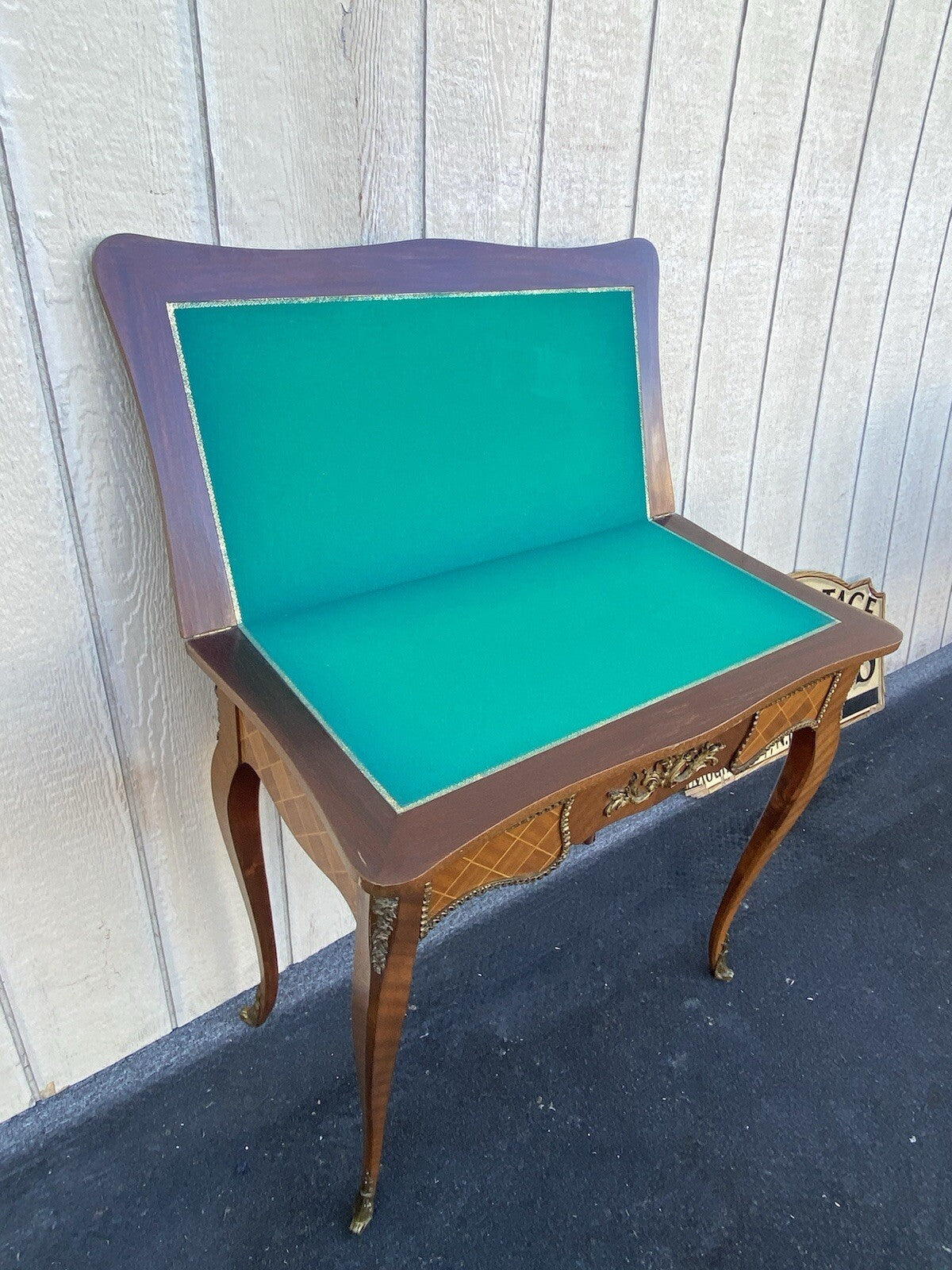 66255 French Country Louis XV Flip Top Game Table Bronze ormalu