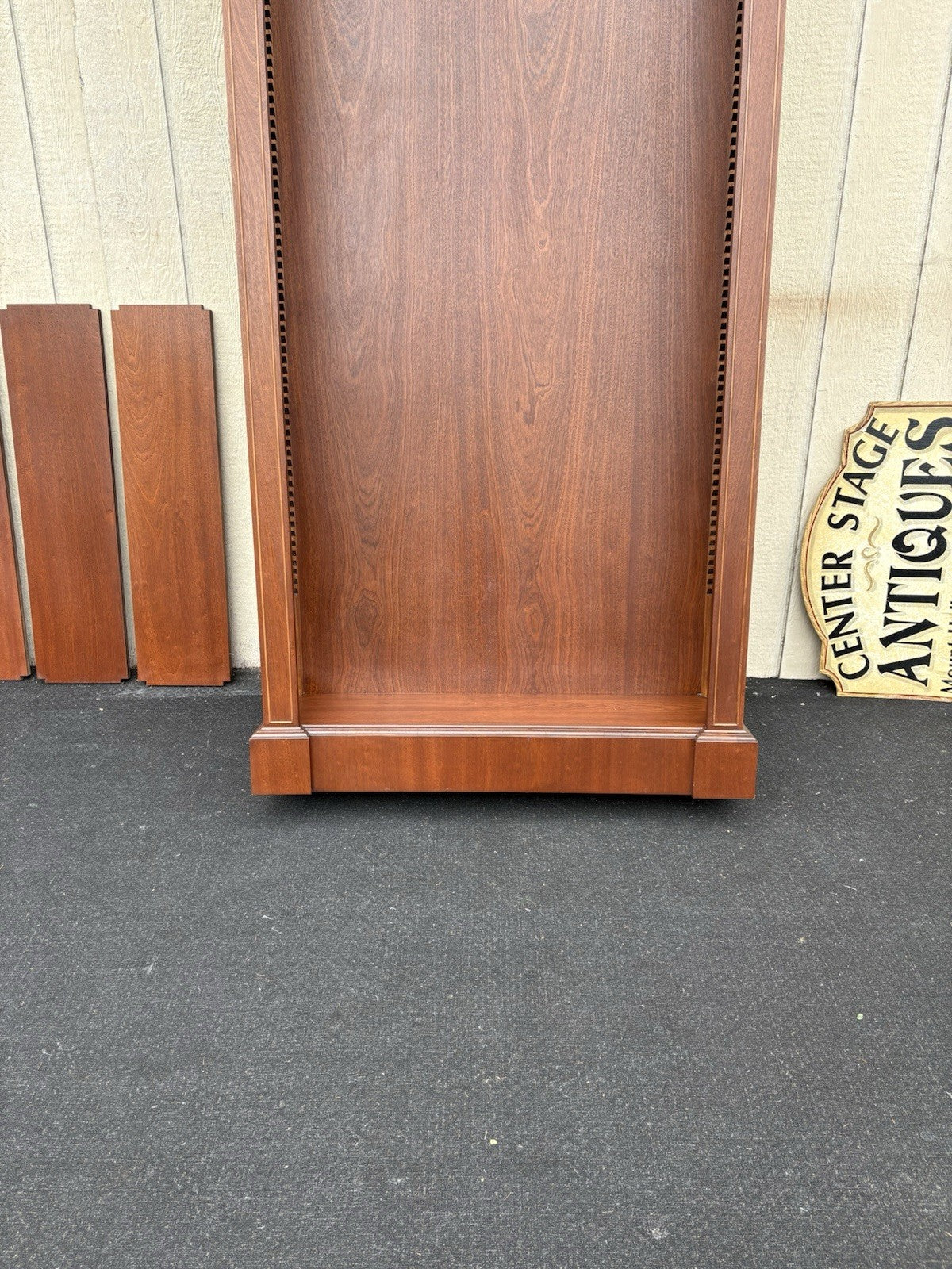 66711    Tall Mahogany Bookcase Curio with 4 Adjustable Wood Shelves