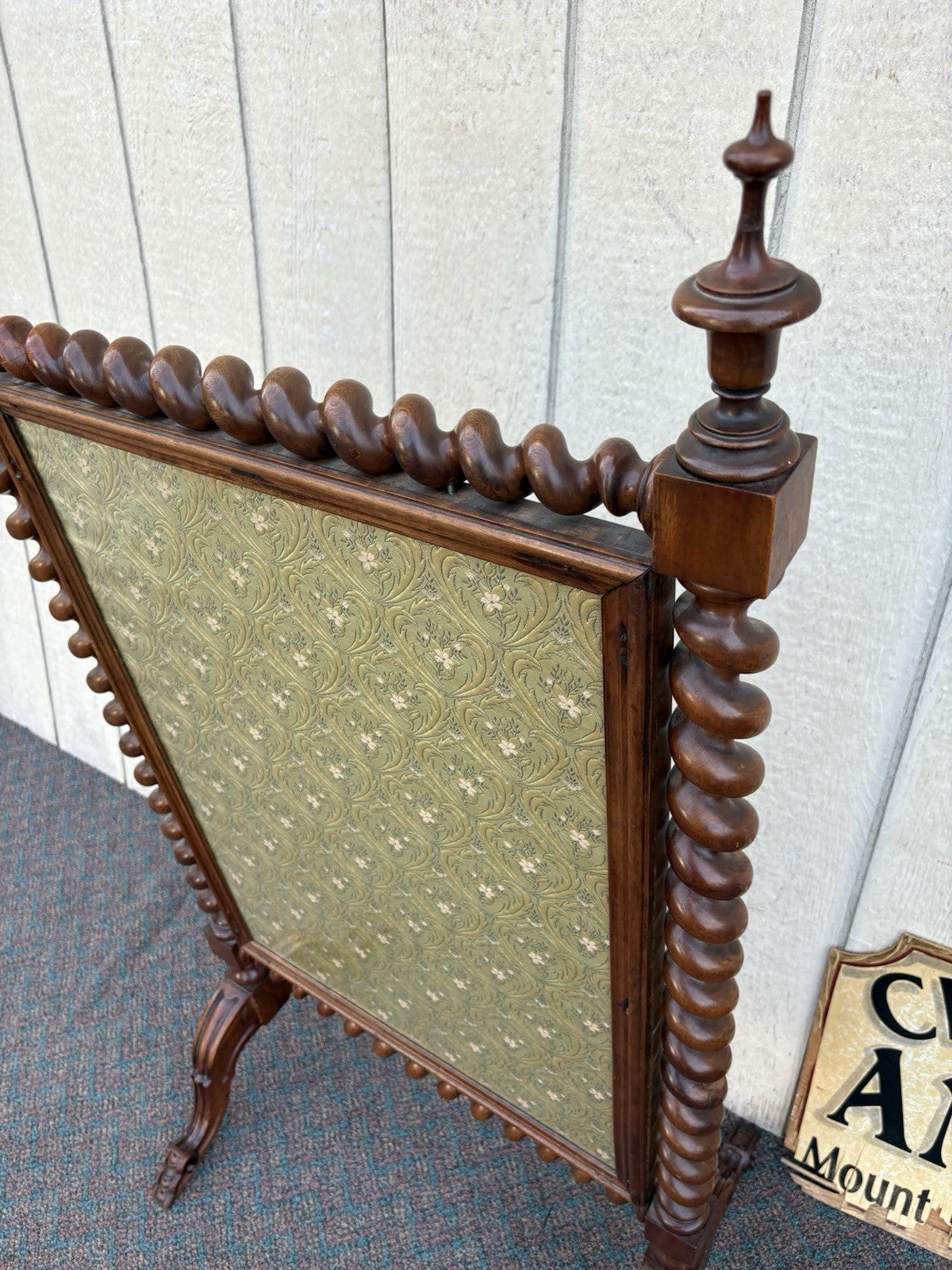 66905   Antique Victorian 2 Sided Walnut Fireplace Mantle Screen