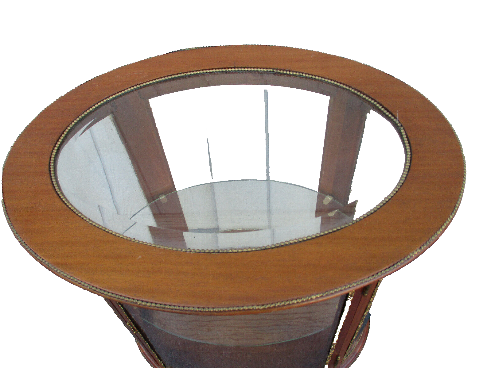 62883   Antique Bow Glass Curio Cabinet  Louis XV