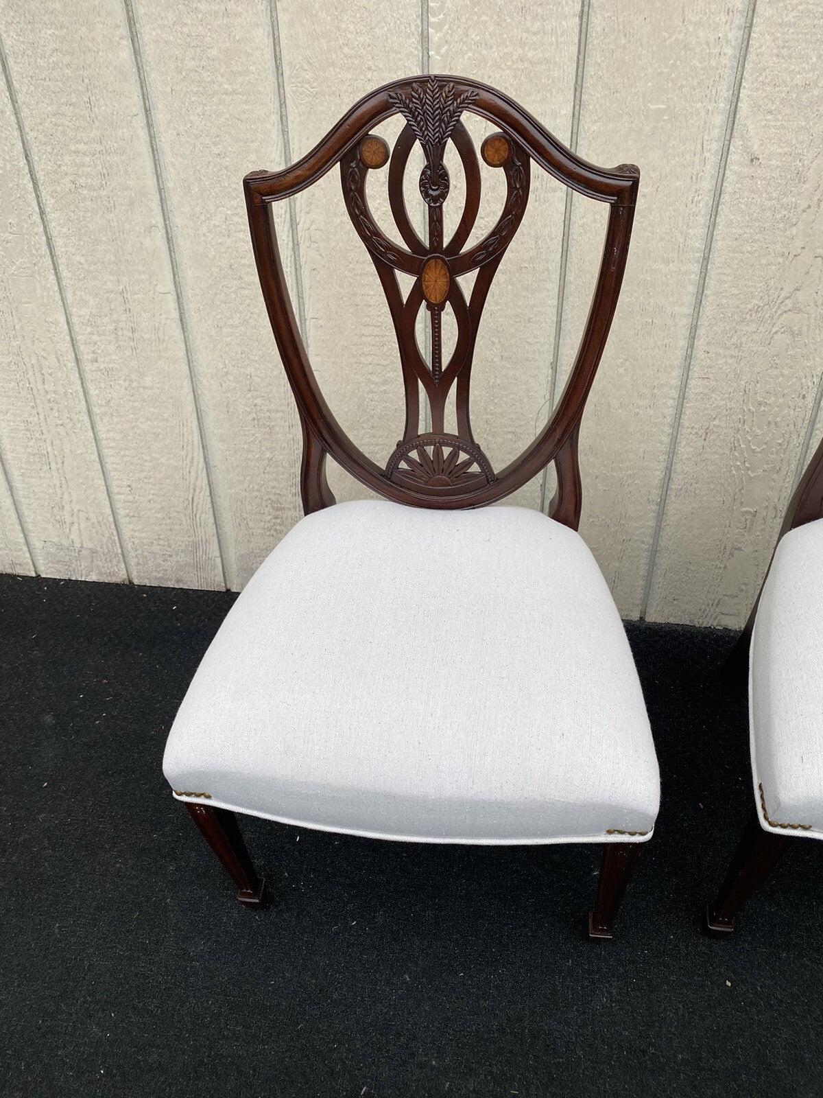 65906   Pair Hepplewhite Decorator Mahogany Shield Back Dining Chairs