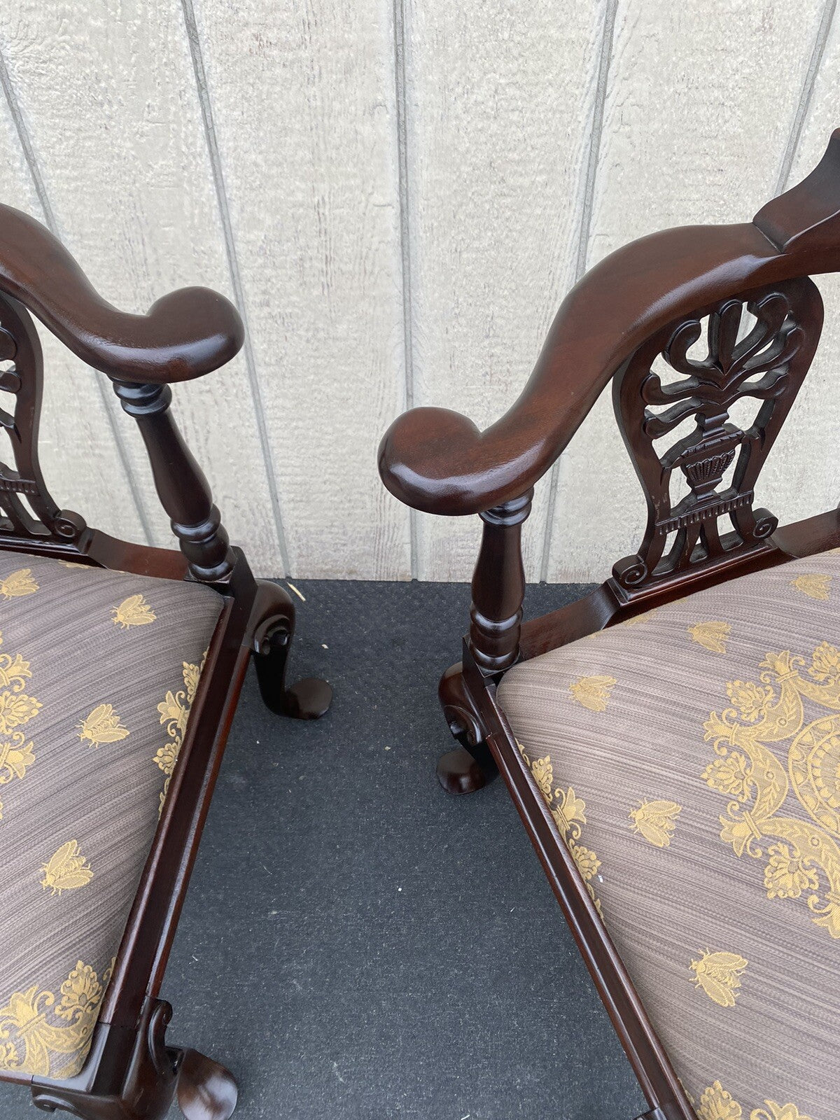 66092   Pair Quality Solid Mahogany Custom Made Corner Chair s