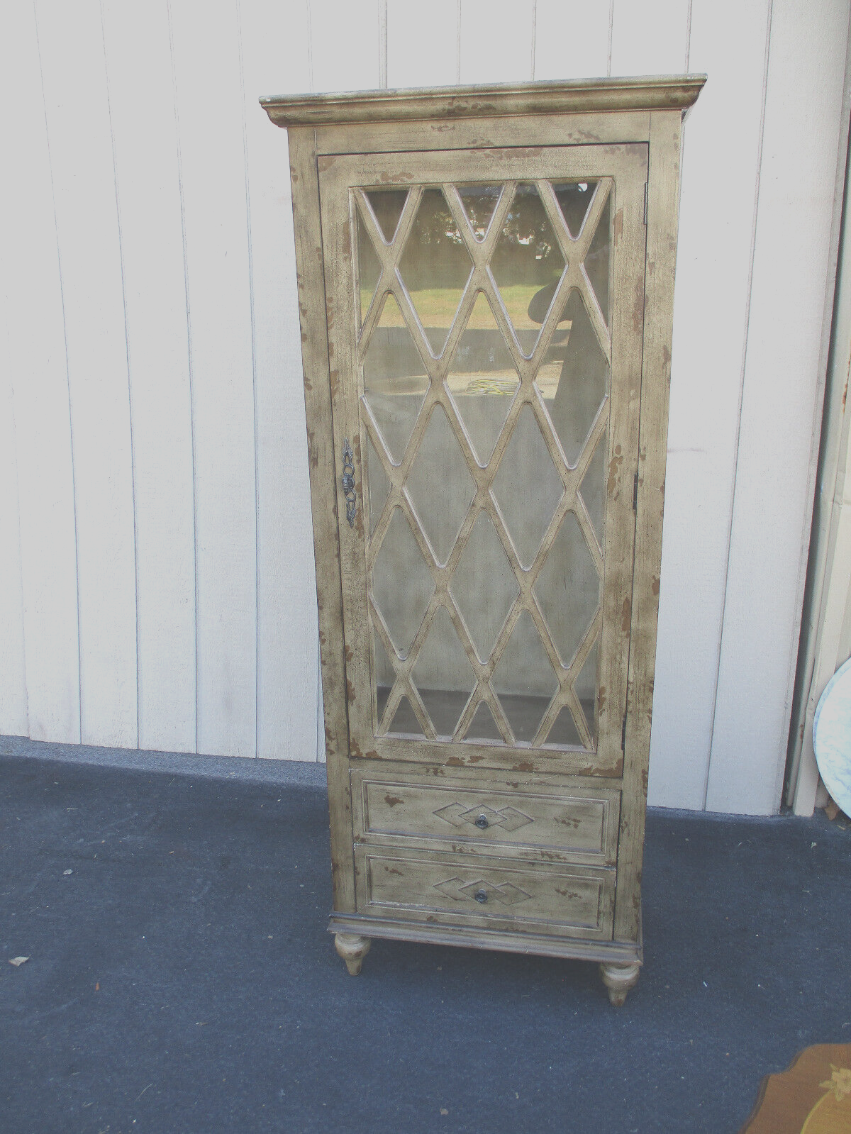 63754 Rustic Primitive Curio China Cabinet with plate glass shelves