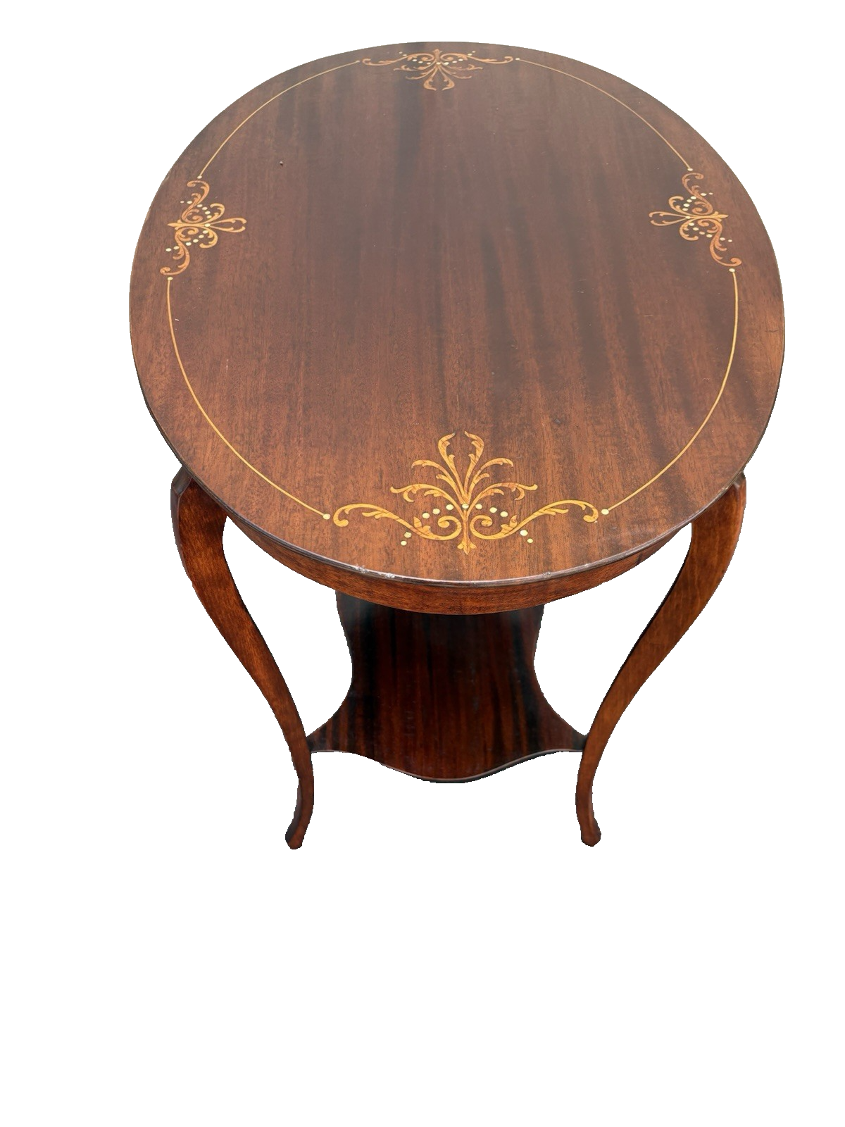 66976 Oval Mother of Pearl Inlaid Lamp Table Stand