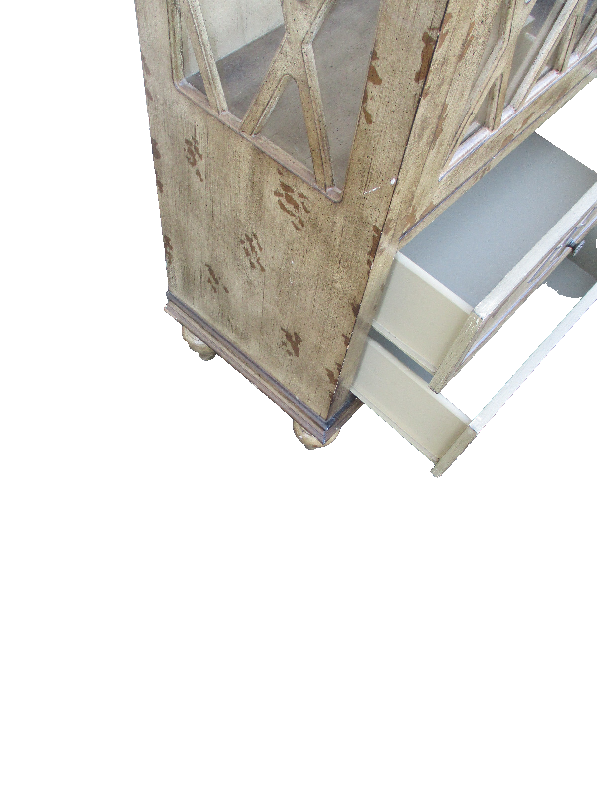 63754 Rustic Primitive Curio China Cabinet with plate glass shelves