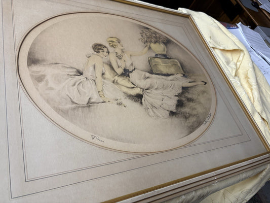 ART YS:      Antique Print   Woman and Roses Copyright 1934 Camila Lucas NYC USA