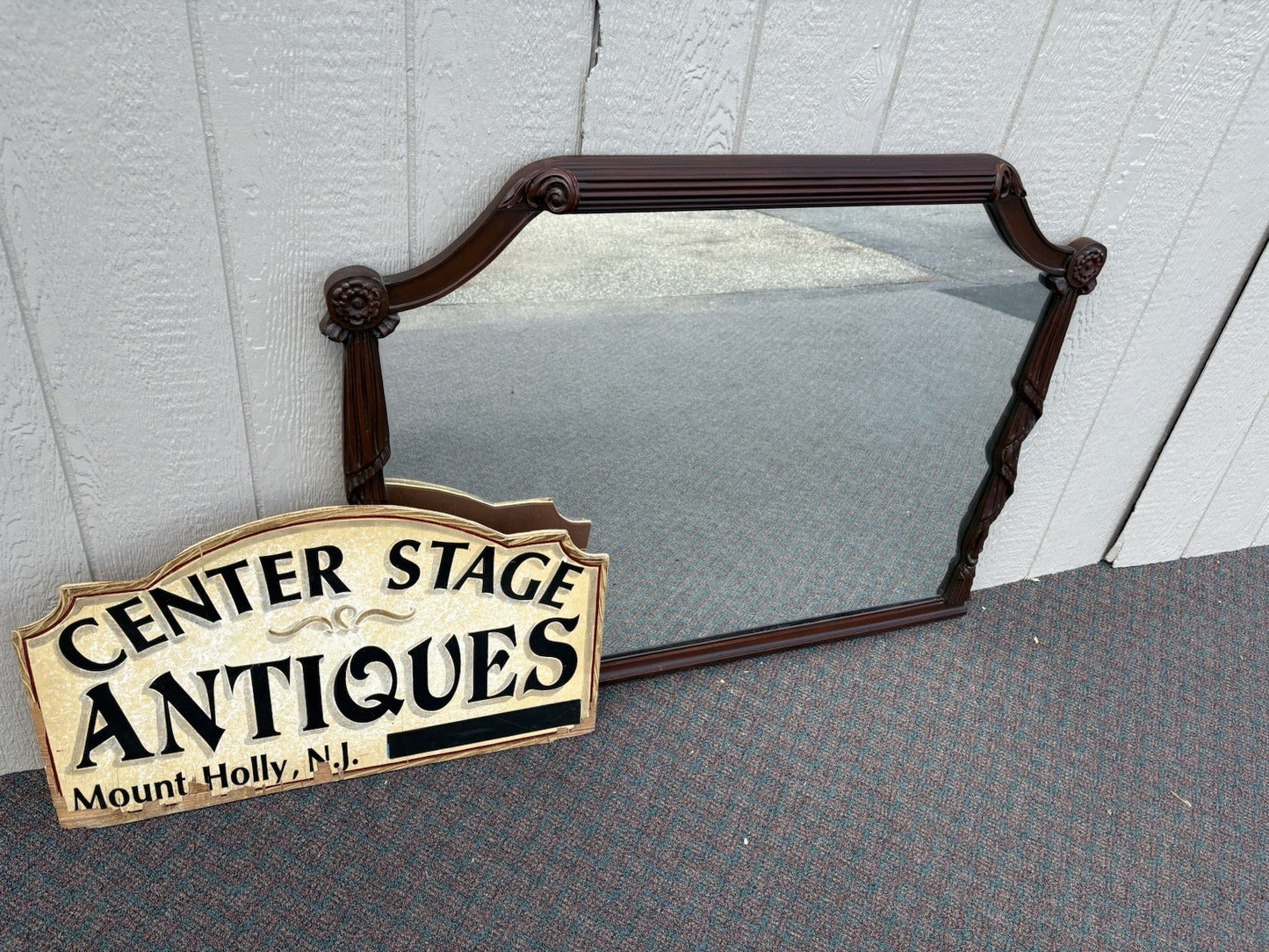 67029 Antique Mahogany Hand Made Mirror