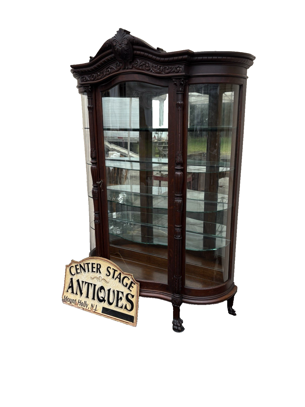 66105  Quality Antique Victorian Oak Curio China Cabinet